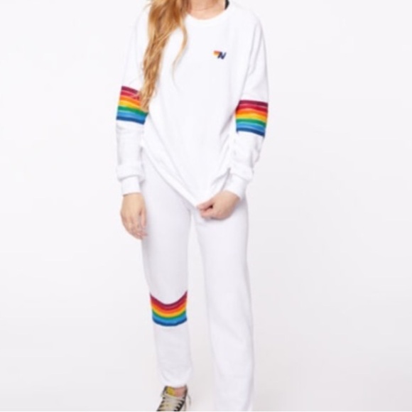 Aviator Nation Pants - Aviator Nation Seven Stripe Rainbow Sweatsuit Set